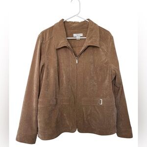 Christopher & Banks Womens Velvet-like Brown full zip Size XL